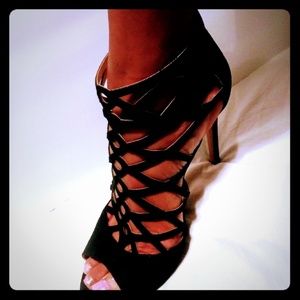 WOMEN'S BLK XOXO HIGH HEEL OPEN TOE BOOTIES SHOES